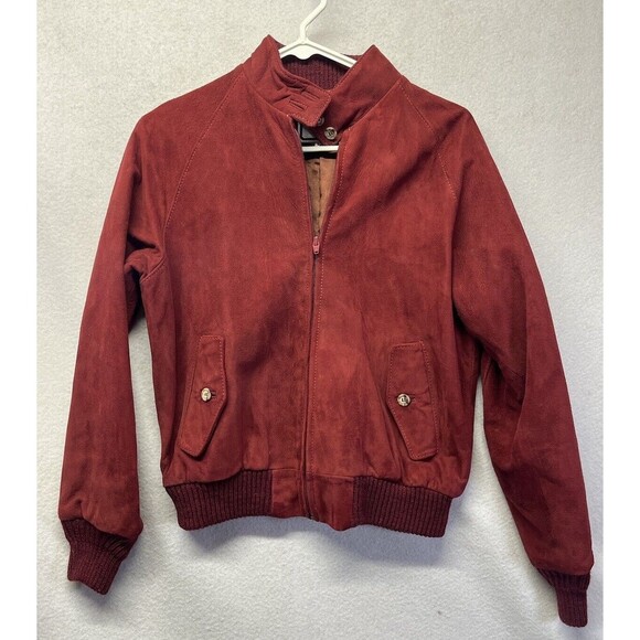Vintage 80s Britches Georgetowne Red Leather Zip Jacket Size 12 Women’s Western - Picture 1 of 3